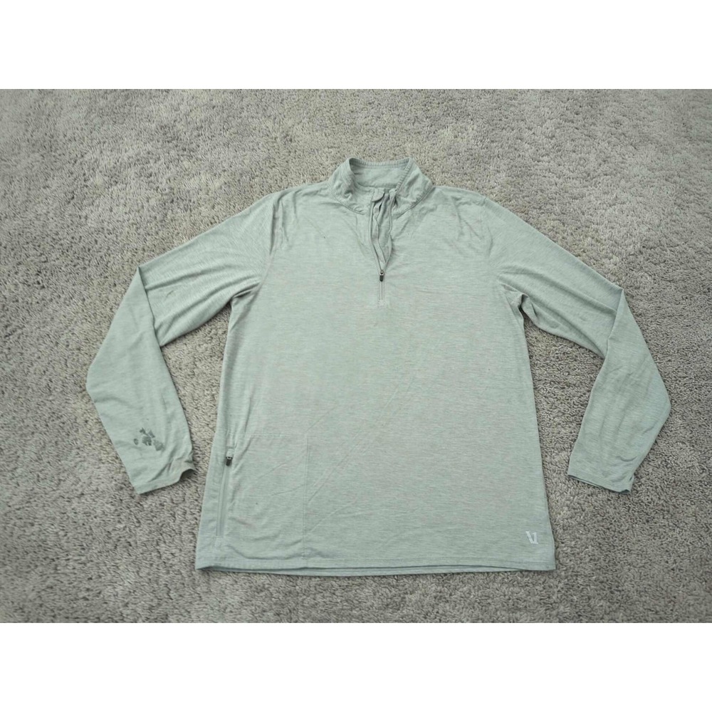 Vuori Pullover Mens M Heather Gray 1/4 Zip Long Sleeve Performance FLAW